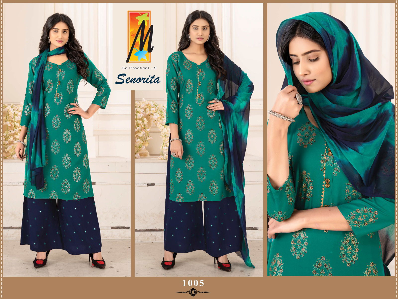 Master Senorita Rayon Embroidered Kurti With Bottom Dupatta
